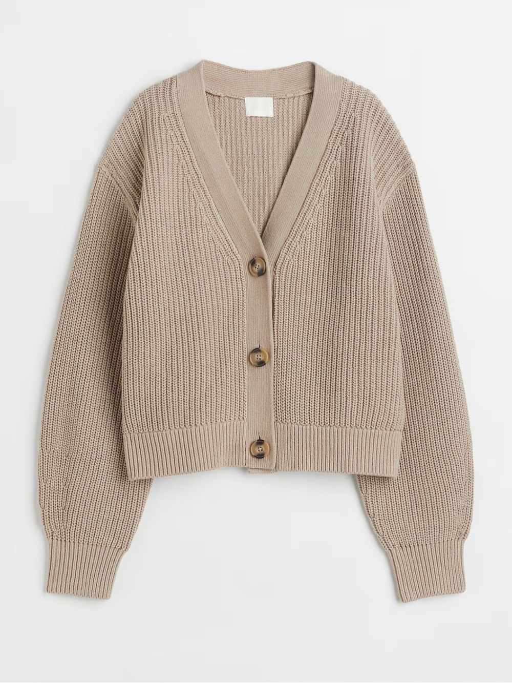H&M Beige Ribbed Button Knit Cardigan - Picture 1 of 7